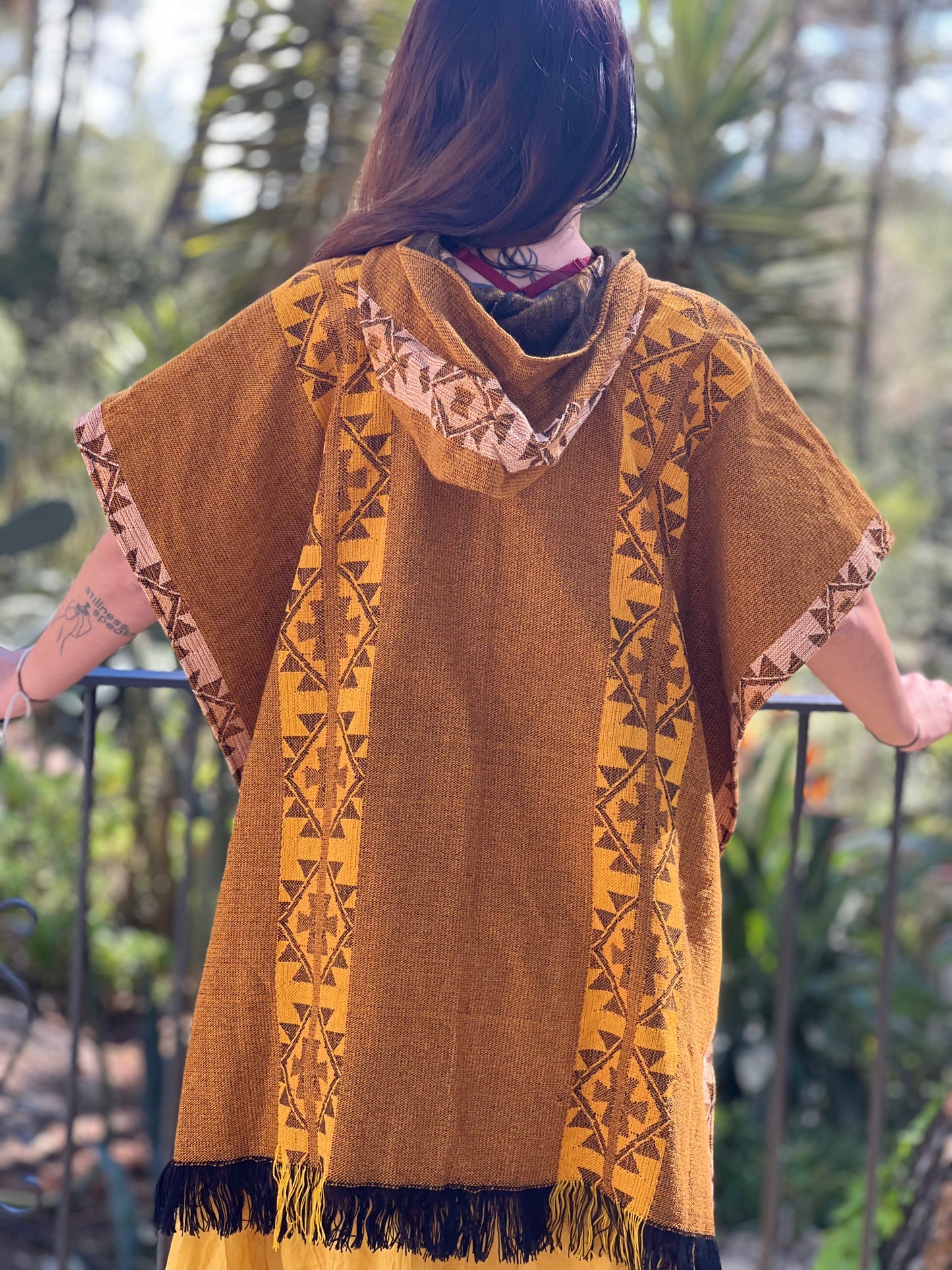 Yellow winter poncho