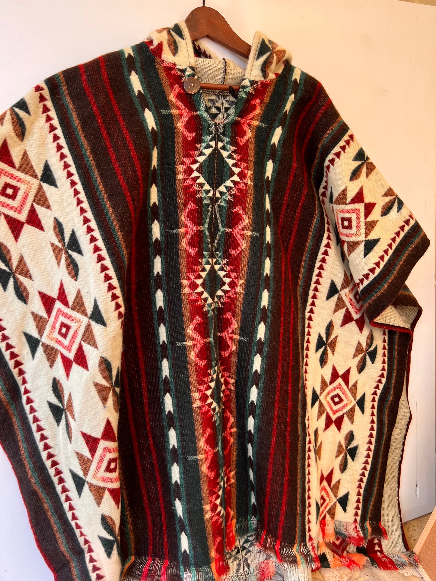 Multi coloured winter poncho