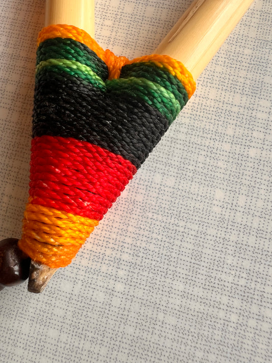 Multicolored Bamboo Kuripe with feather