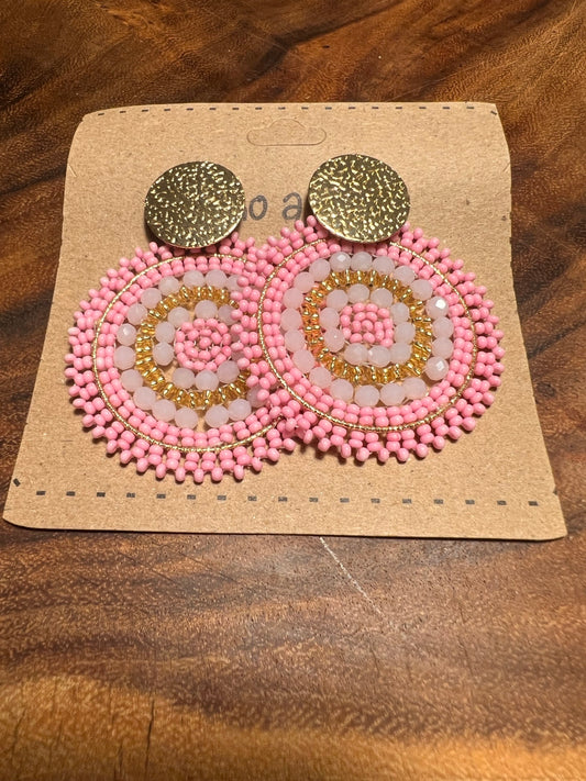 Light pink circle earrings
