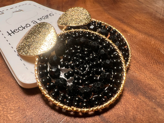 Small black circle earrings