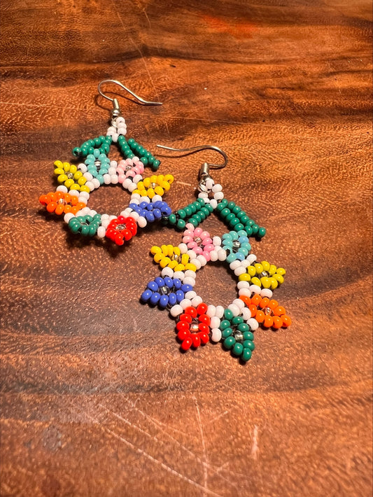 Small colourful flower earrings