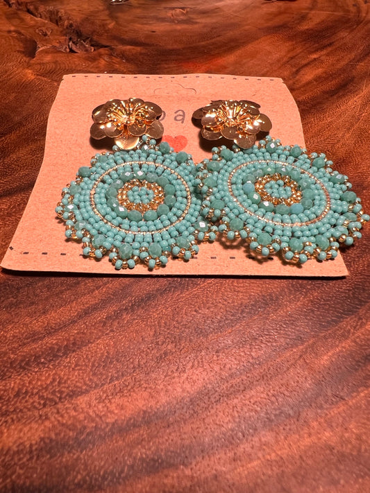 Turquoise circle earrings