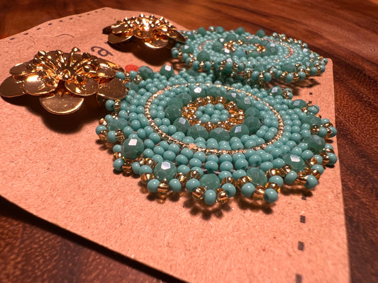 Turquoise circle earrings