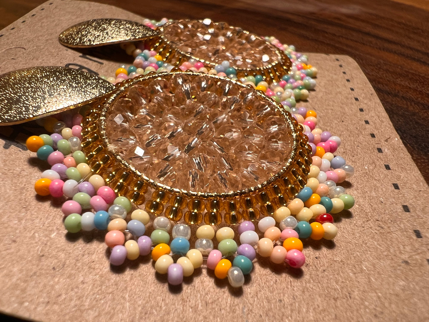 White and multicoloured circle earring
