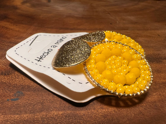 Yellow circle earrings