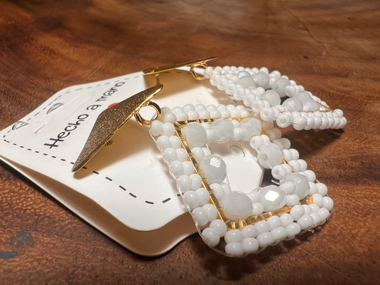 White square earrings