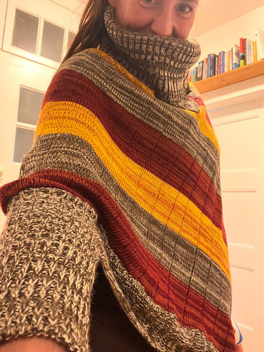 Sommer Poncho-Jacke braun/weiß/grau