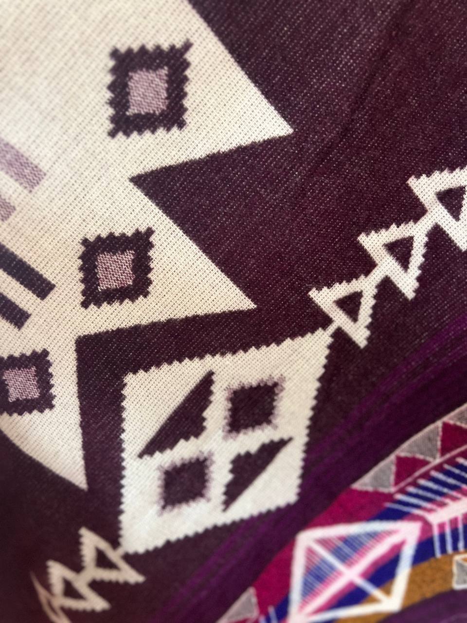 Purple white winter poncho