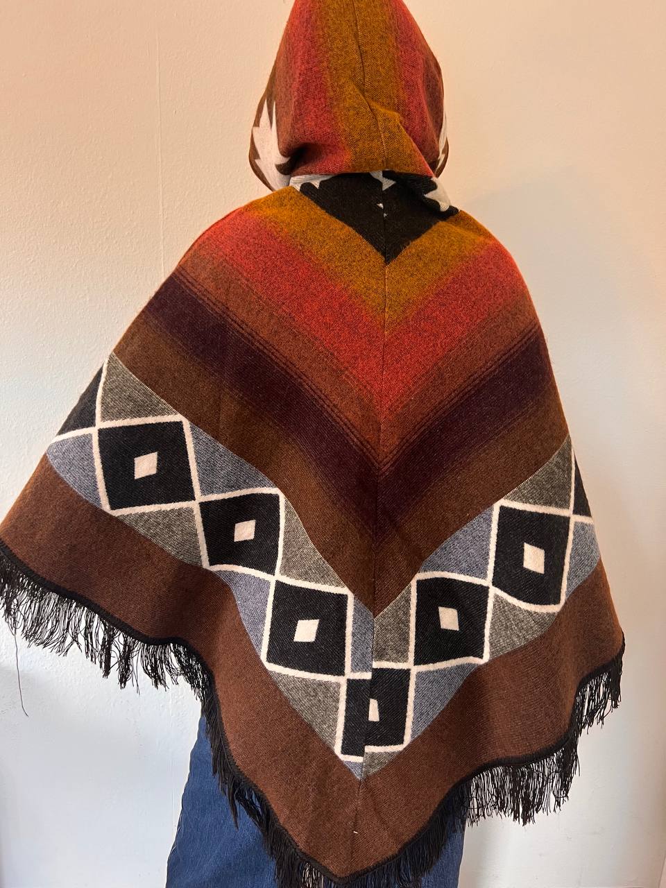 Earth tones winter poncho