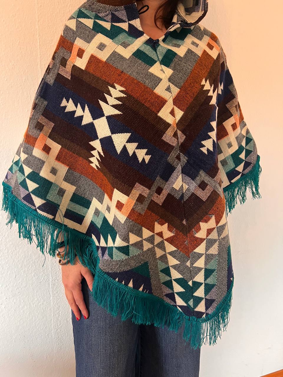 Blue winter poncho