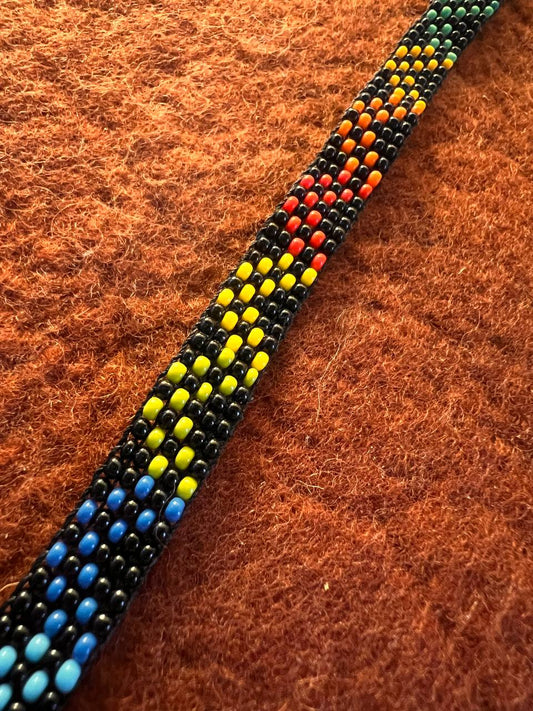 Slim black multicoloured bracelet 1 cm x 15 cm