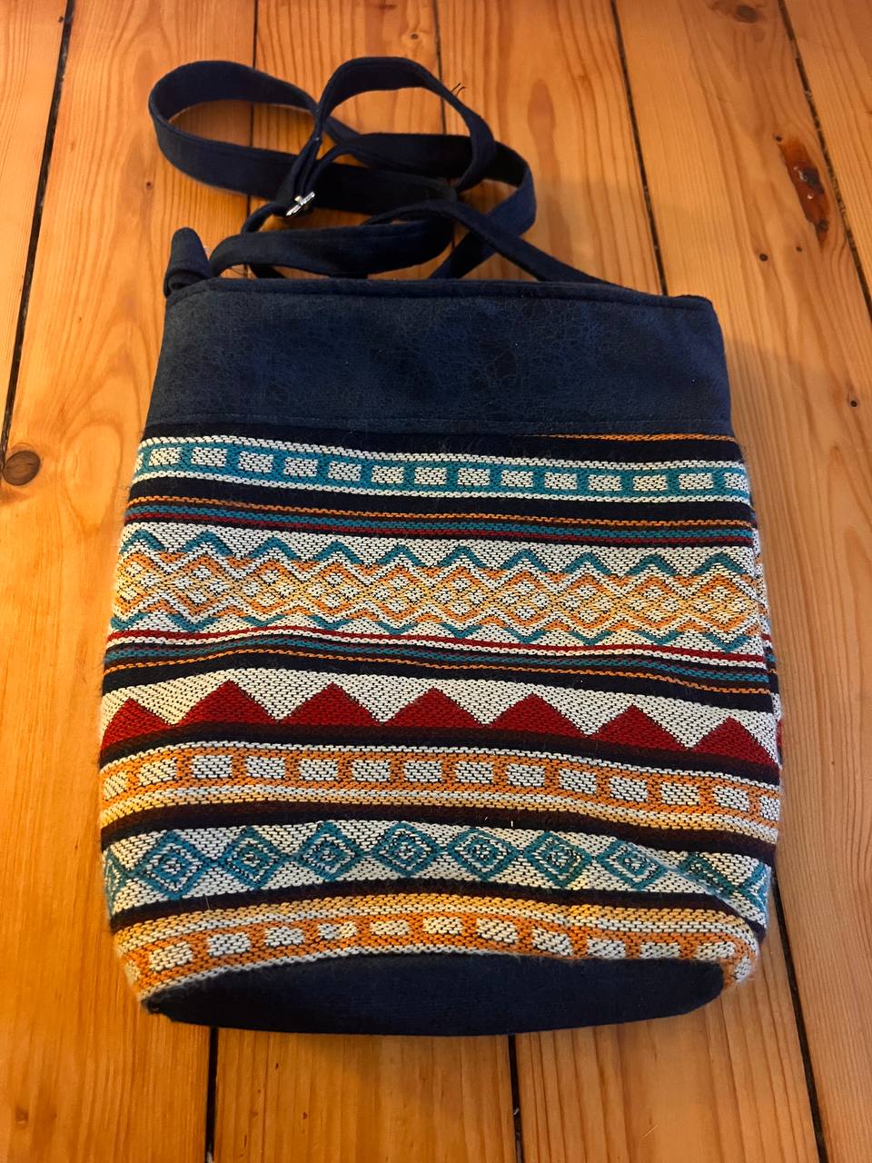 Dark blue hand bag 23x23 cm