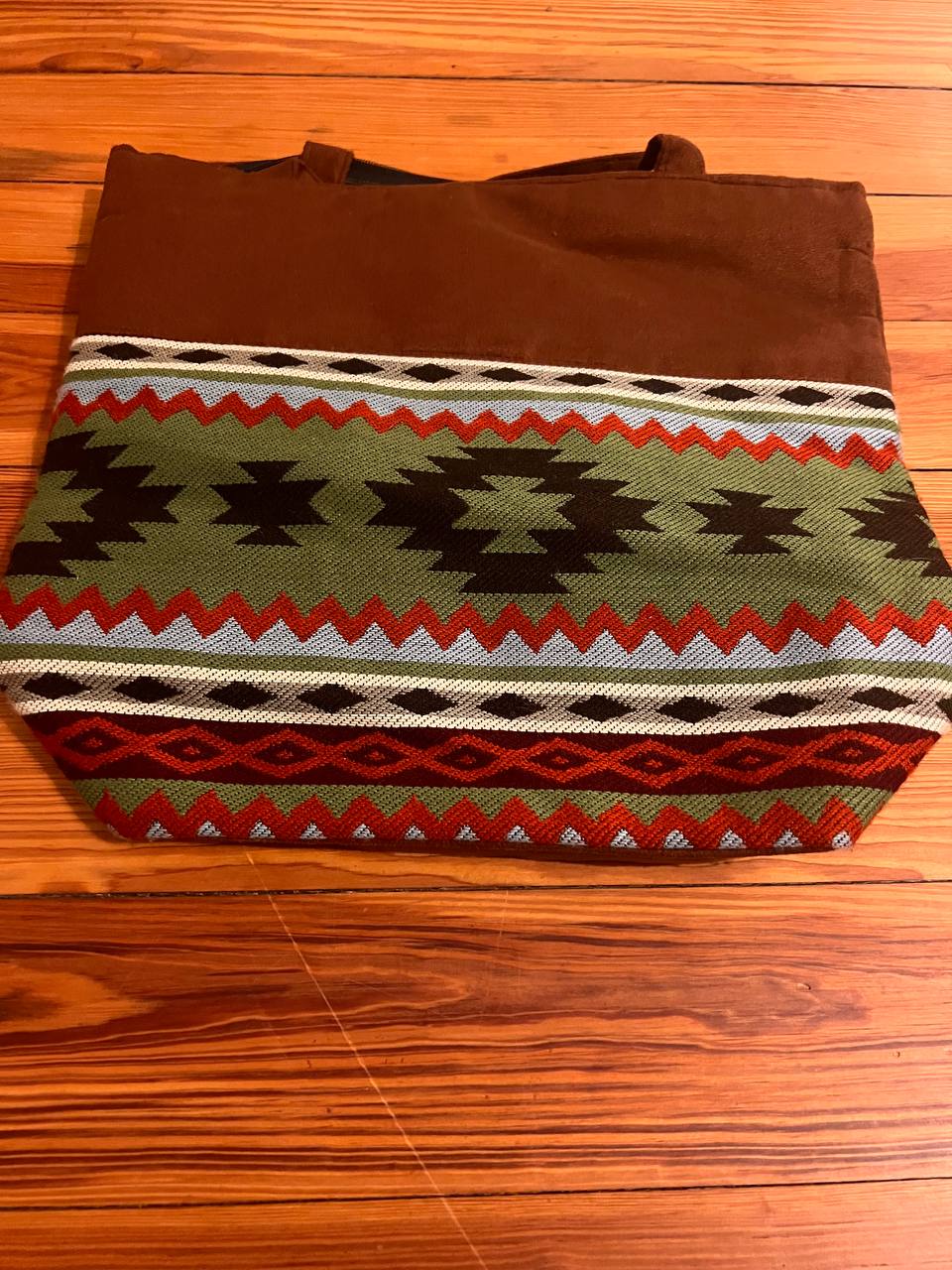 Green brown hand bag 35x30 cm