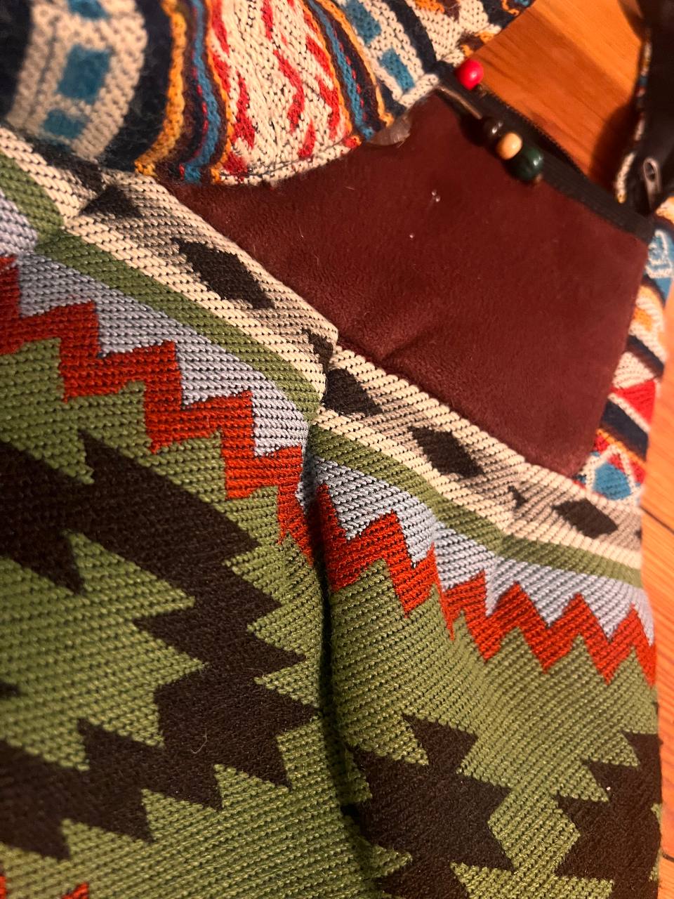 Green brown hand bag 35x30 cm