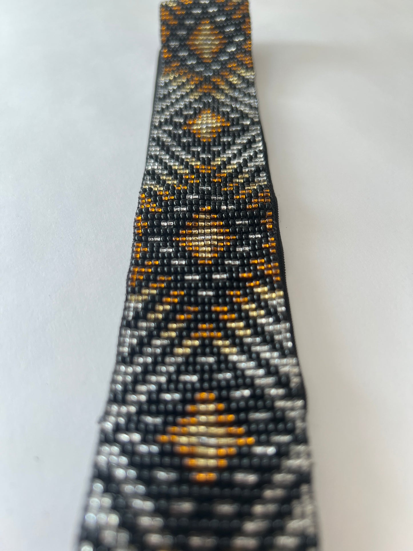 Brown Hair-ribbon with black silver patterns