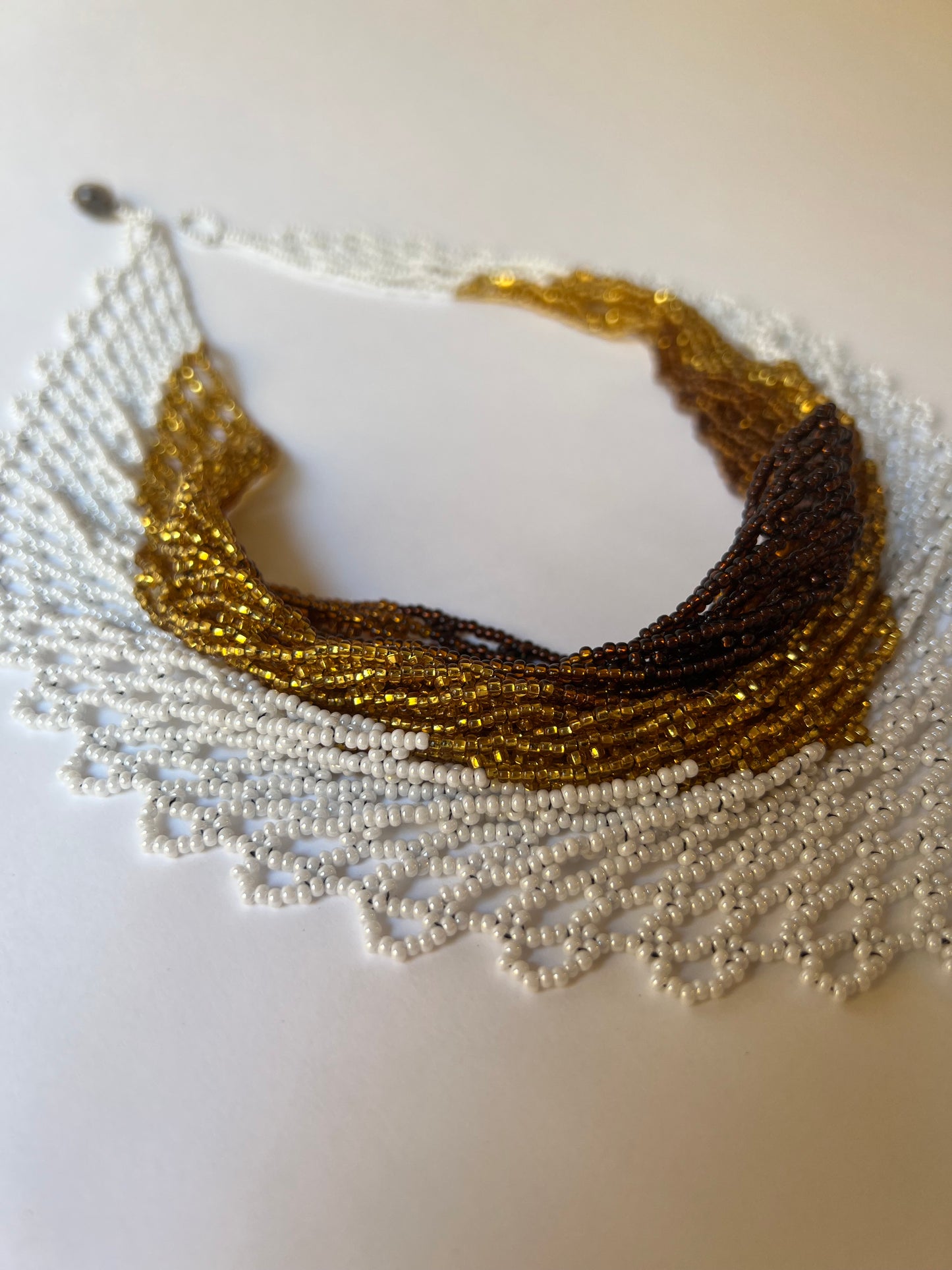 Short White-golden-brown Necklace