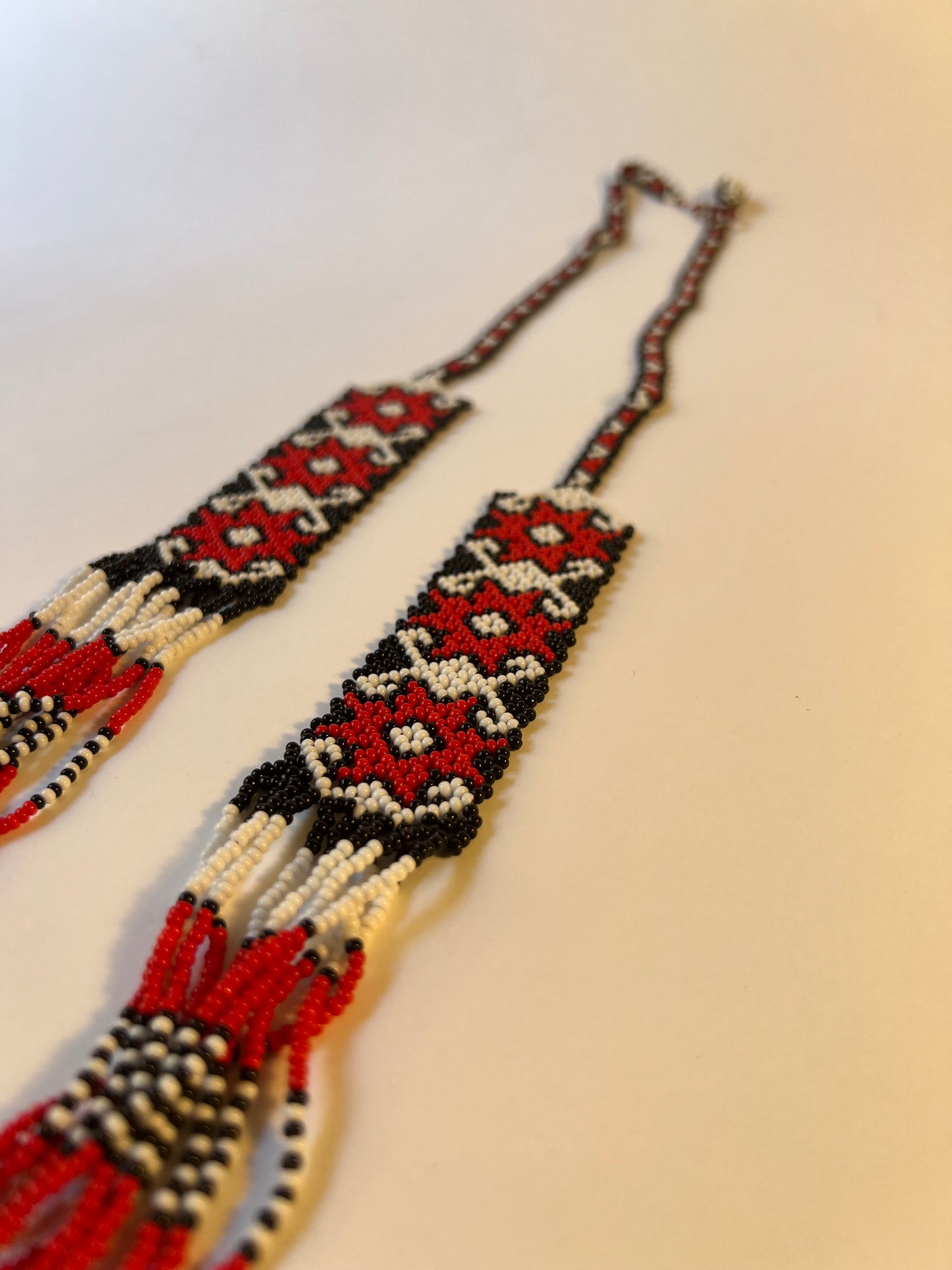 Long red necklace