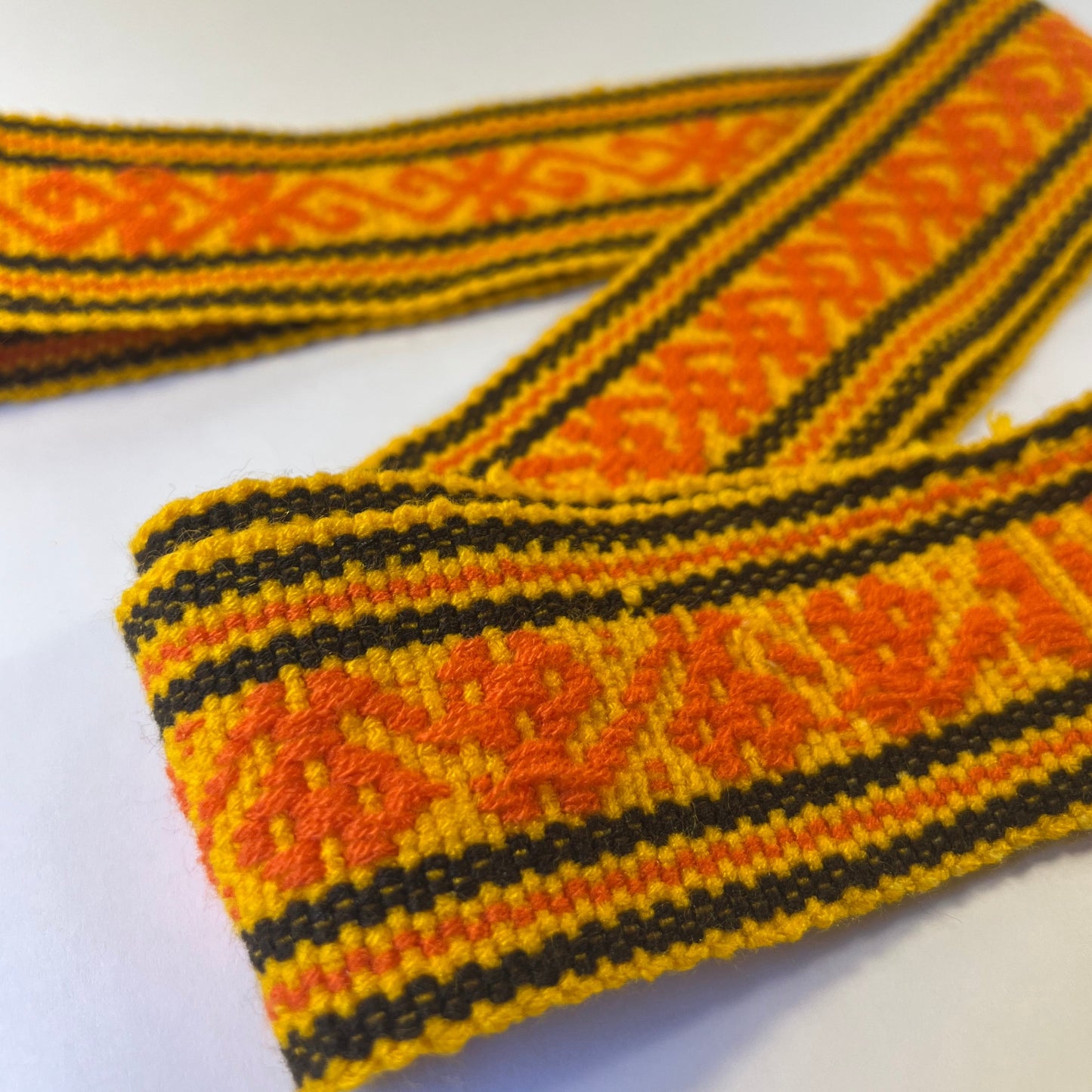 Orange ceremony belt with patterns 9 cm x 130 cm