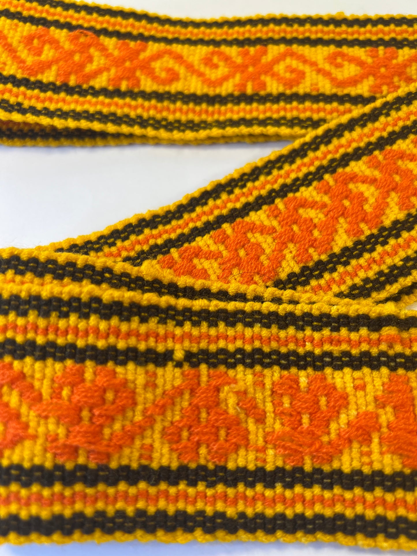 Orange ceremony belt with patterns 9 cm x 130 cm