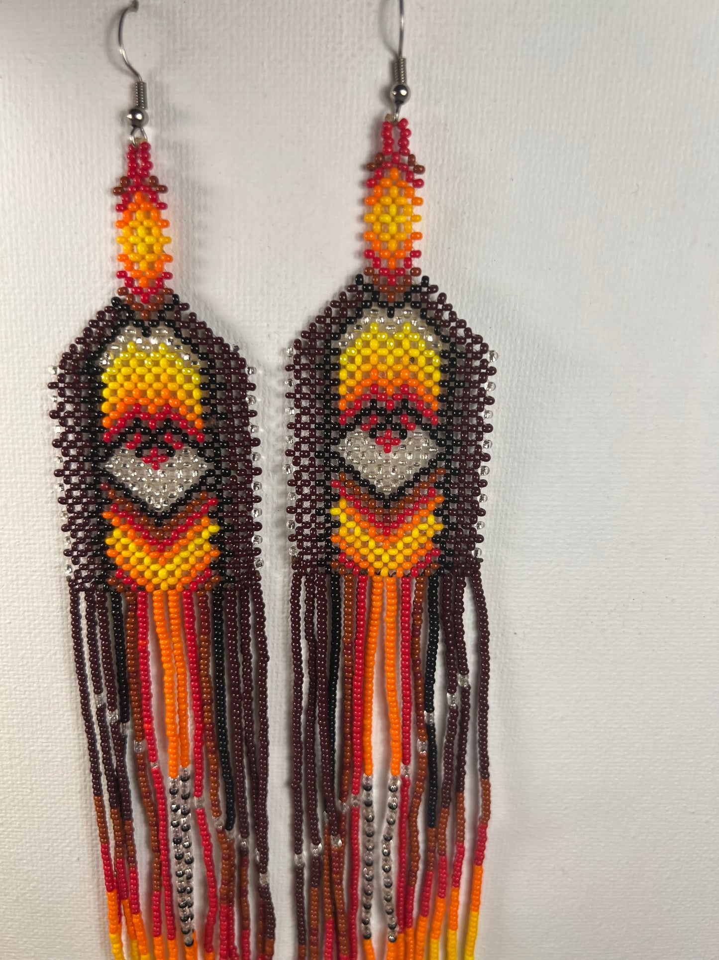 Long fire & earth earrings Yawanawá