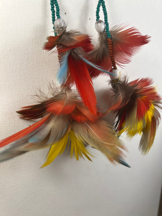 Earrings Huni Kuin feathers