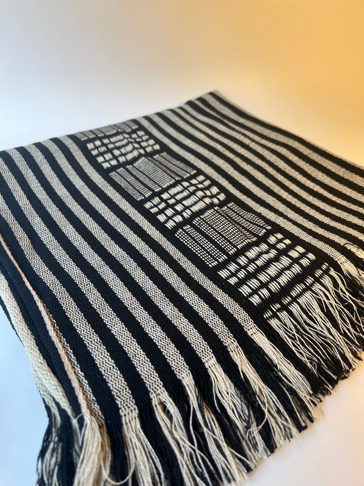 Summer poncho black & white stripped