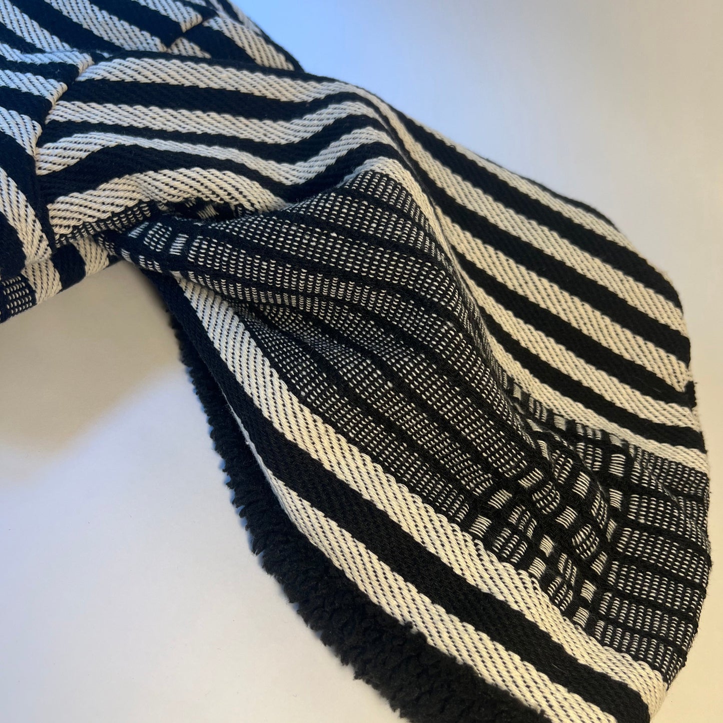 Winter poncho - black & white stripped