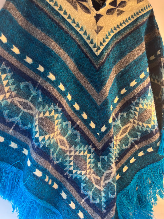 Winter Poncho - blue