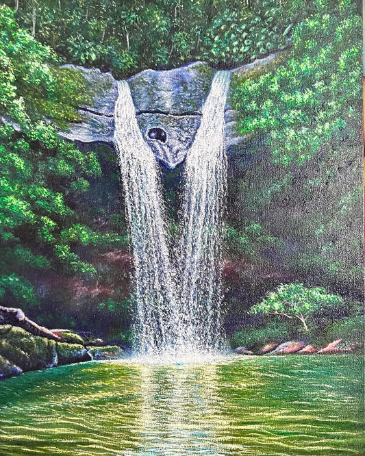 Amazonian art by Roberto Carlos Imbacuan -  Cascada Golondrino from the water series