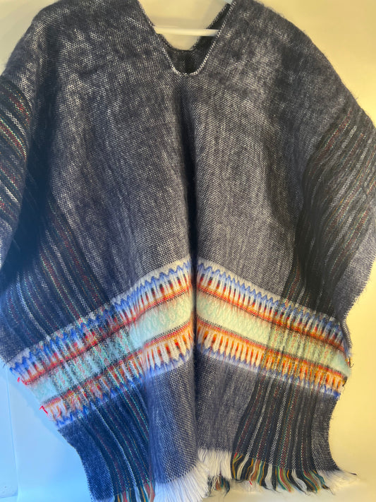 Winter Poncho blue